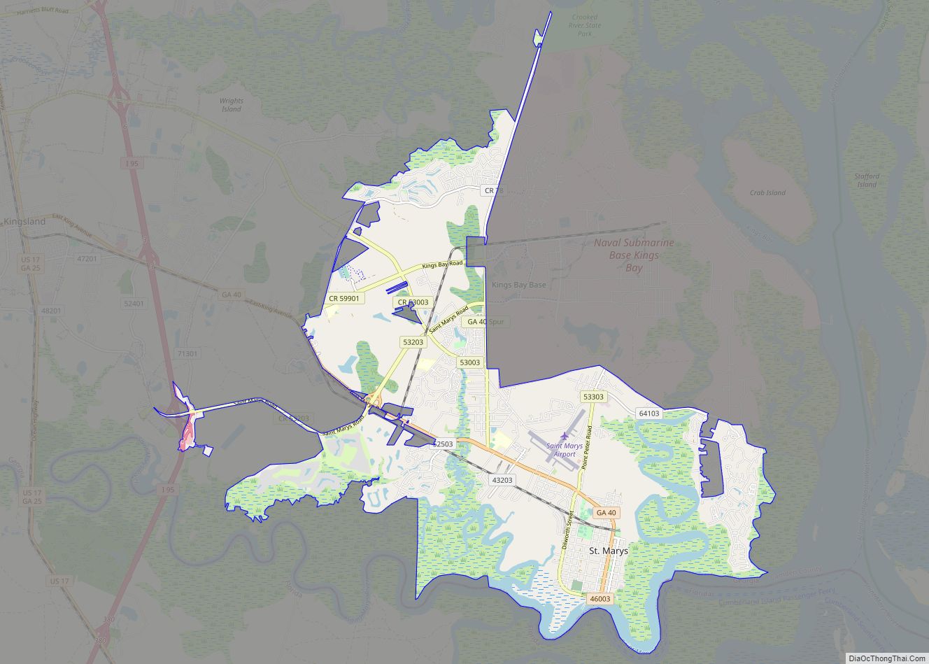 Map of St. Marys city, Georgia