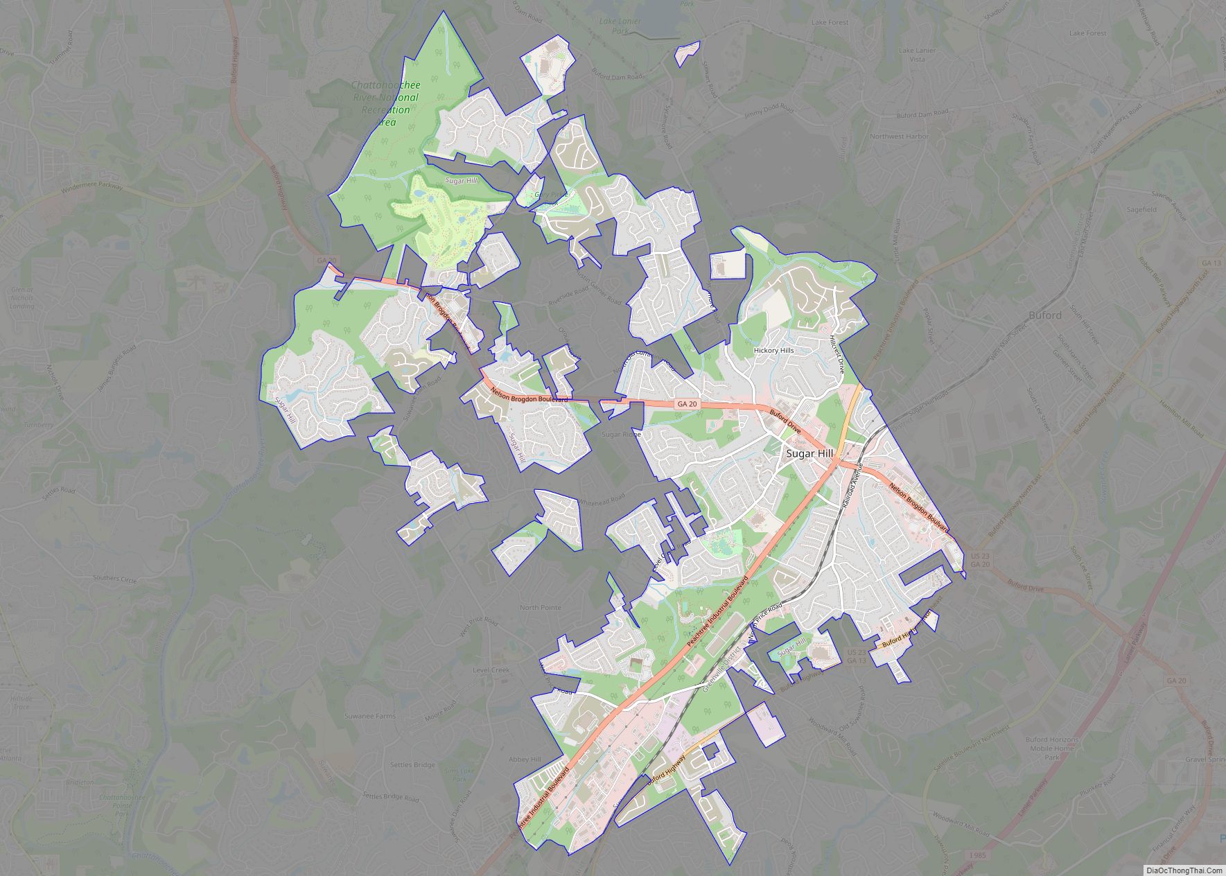 Map of Sugar Hill city