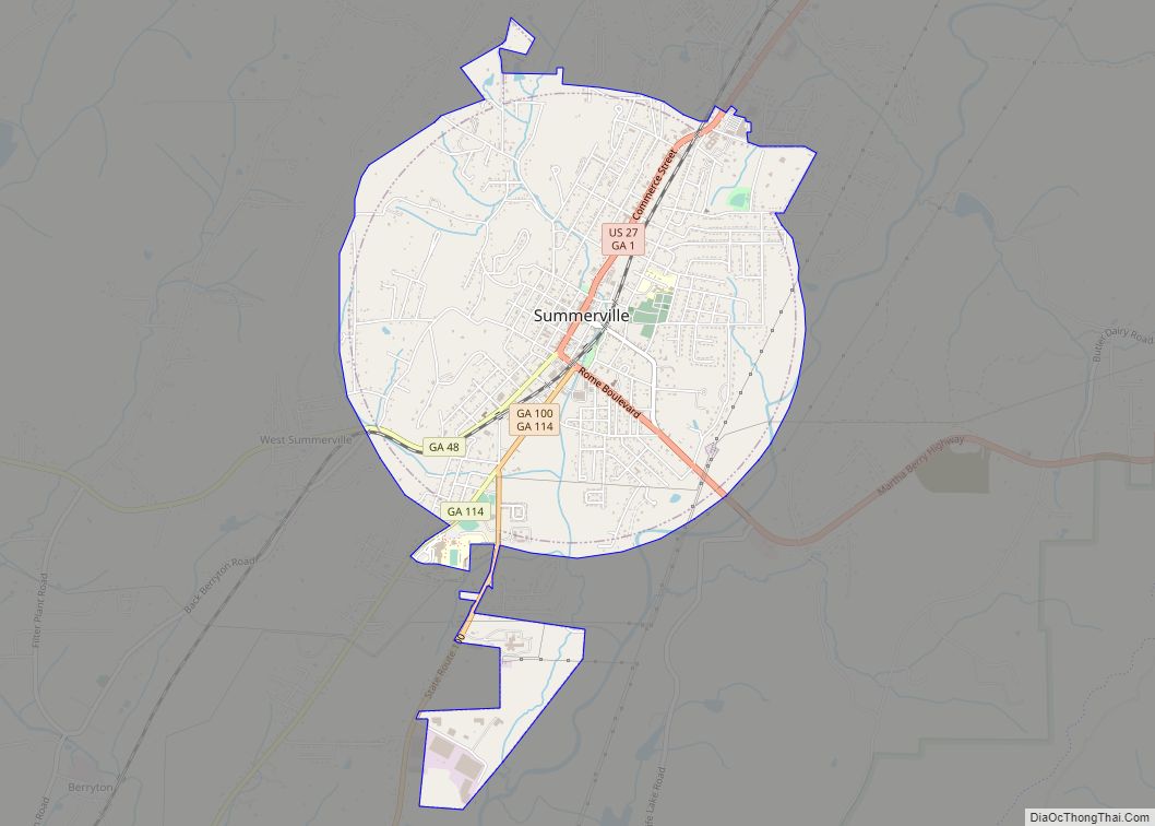 Map of Summerville city, Georgia