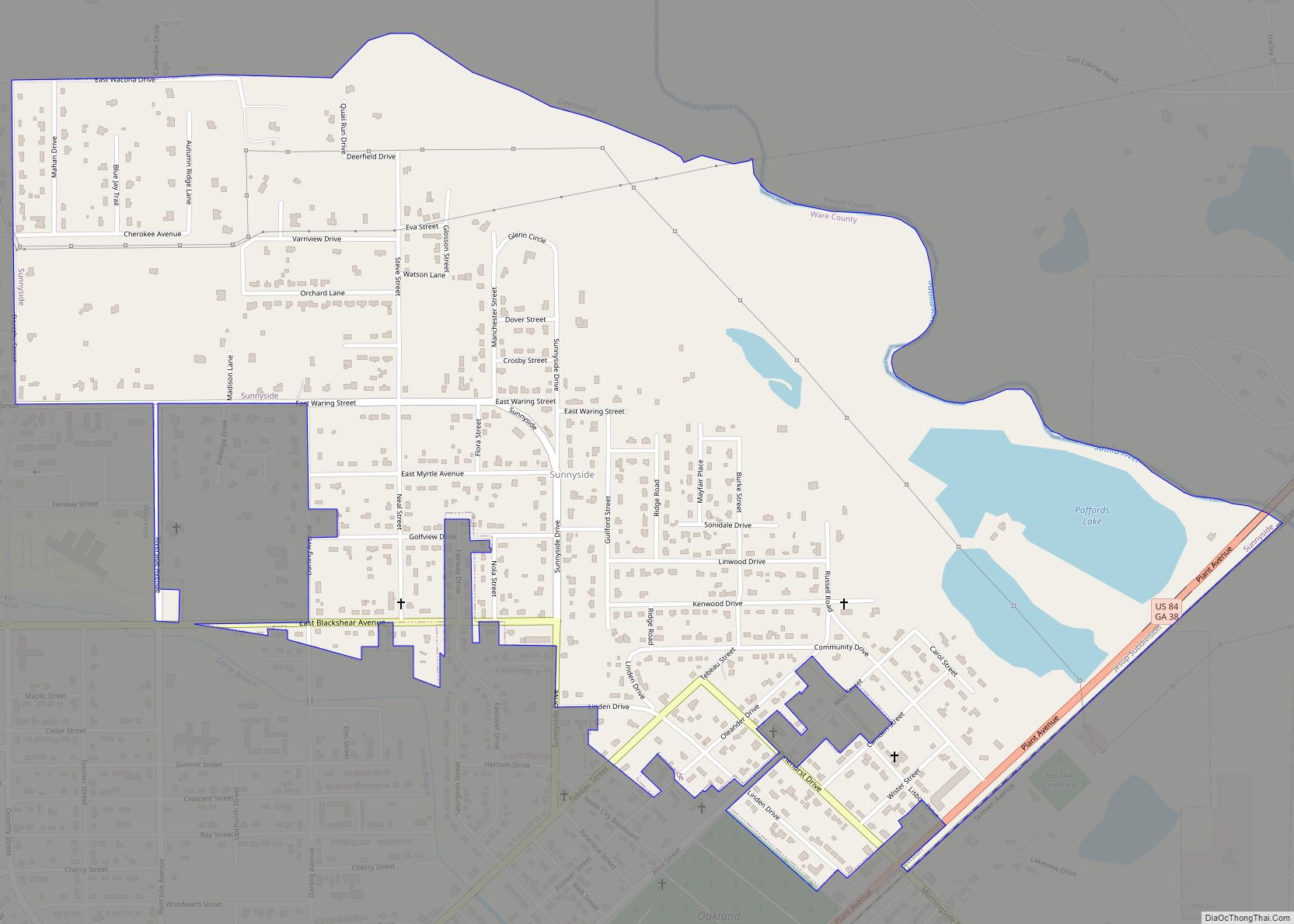 Map of Sunnyside CDP, Georgia