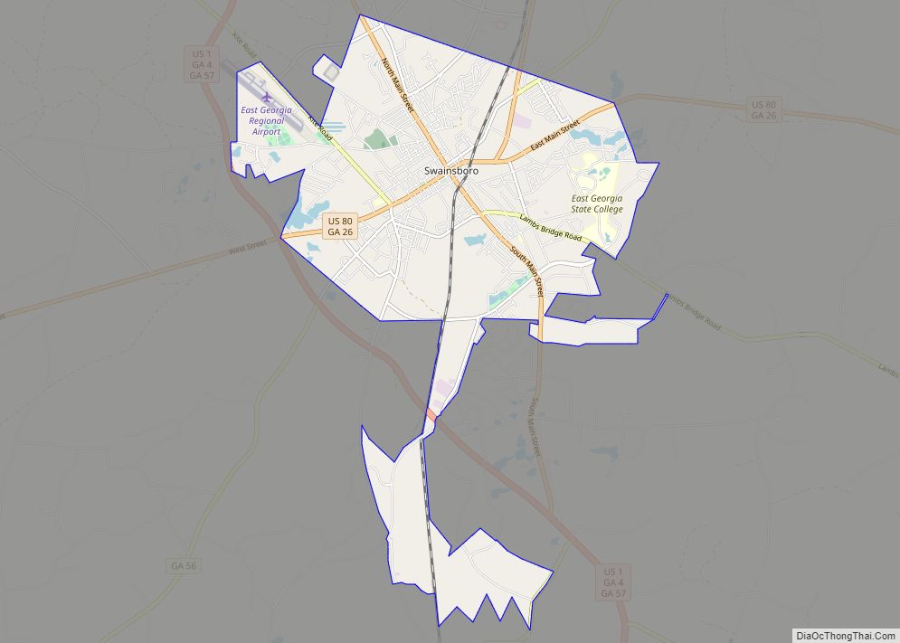 Map of Swainsboro city