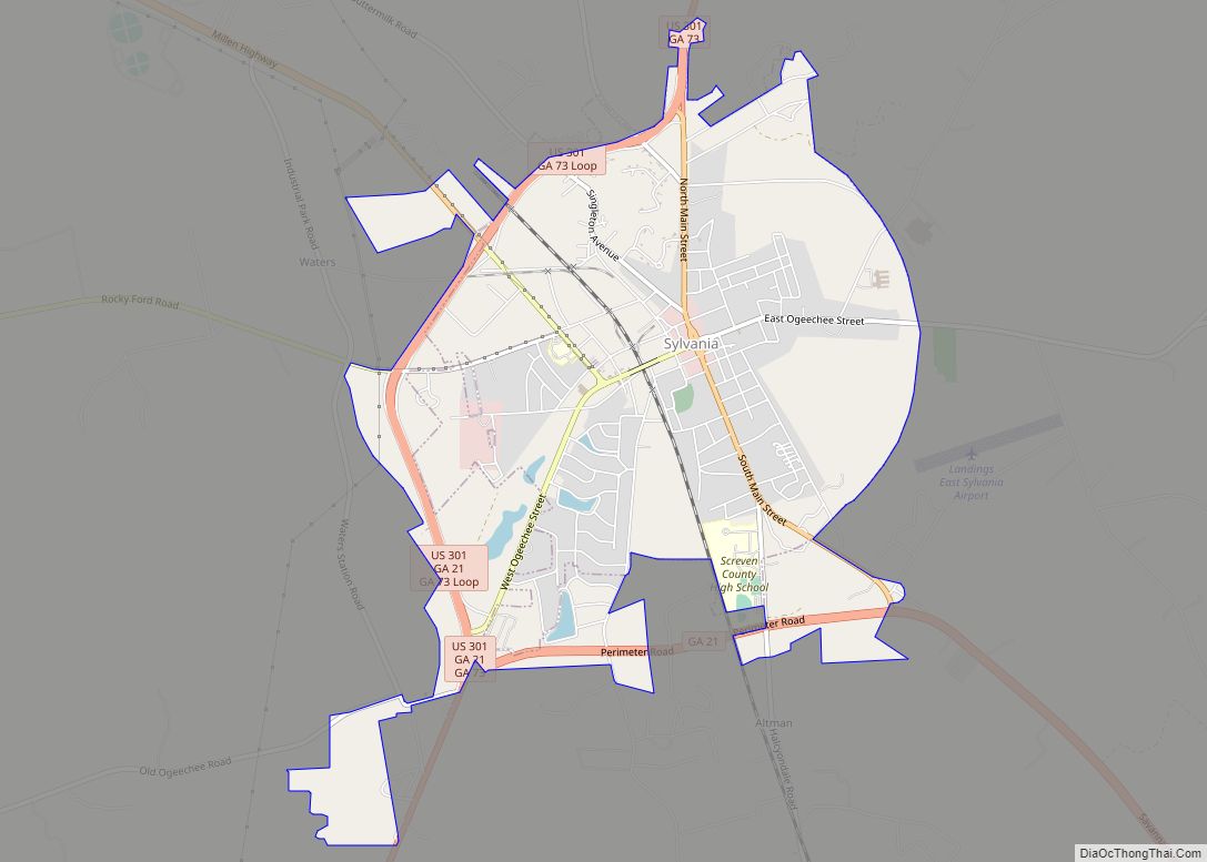 Map of Sylvania city, Georgia