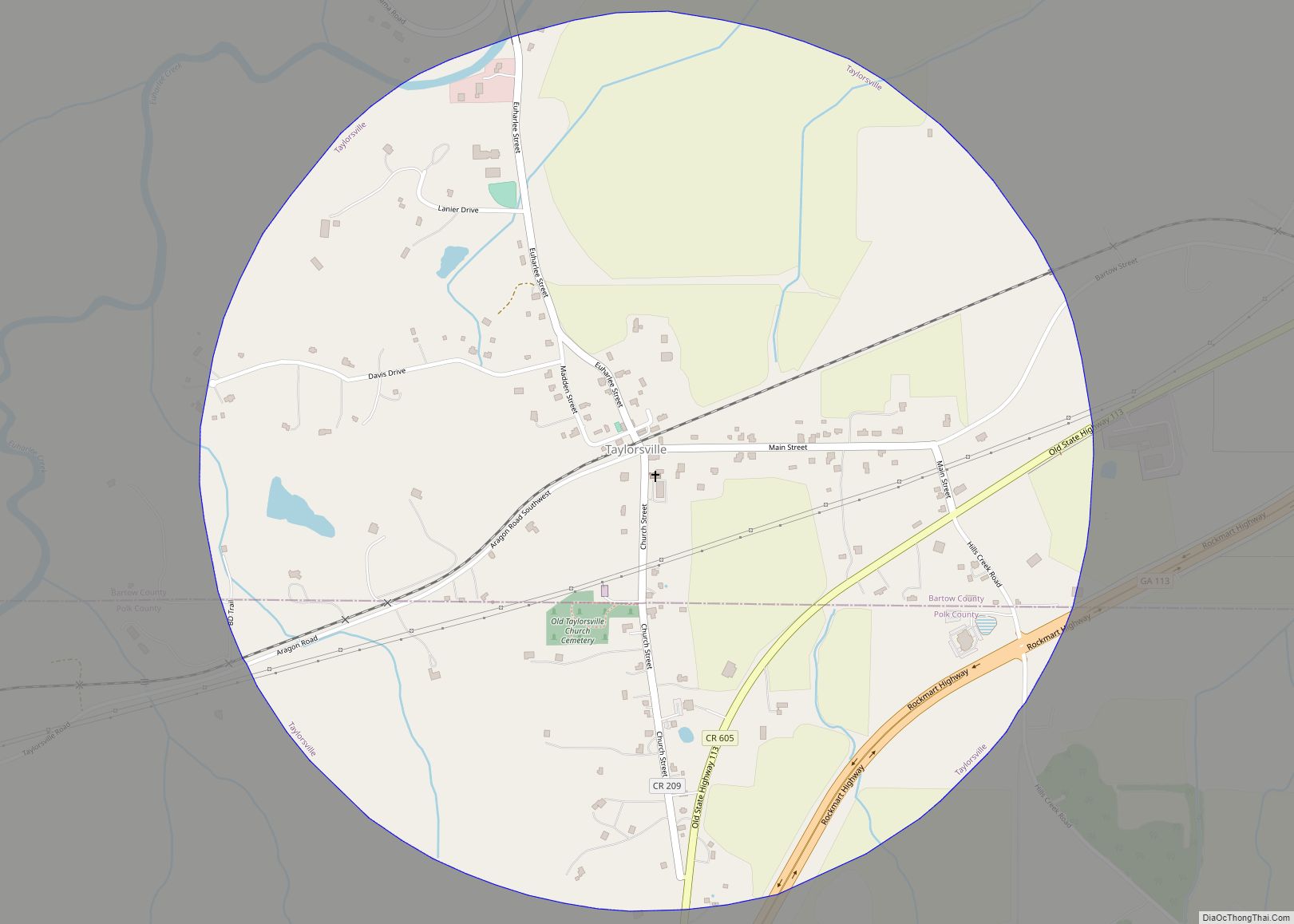 Map of Taylorsville town, Georgia