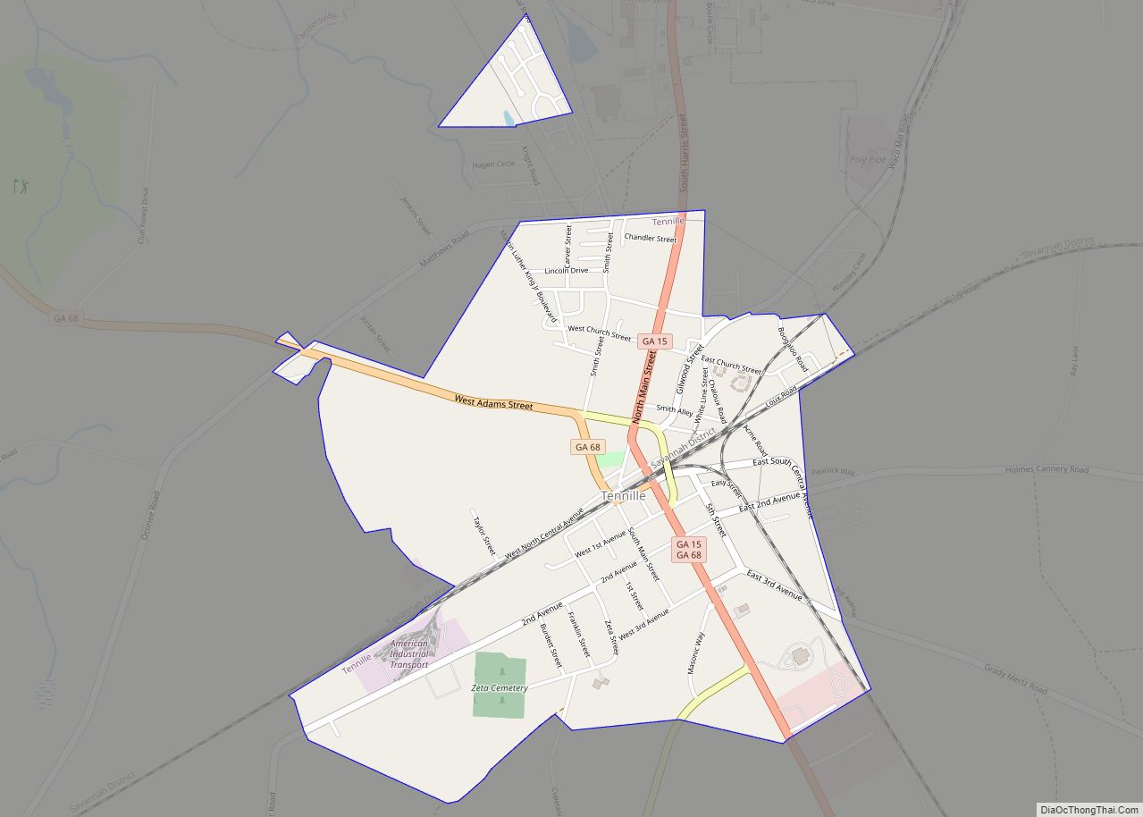 Map of Tennille city