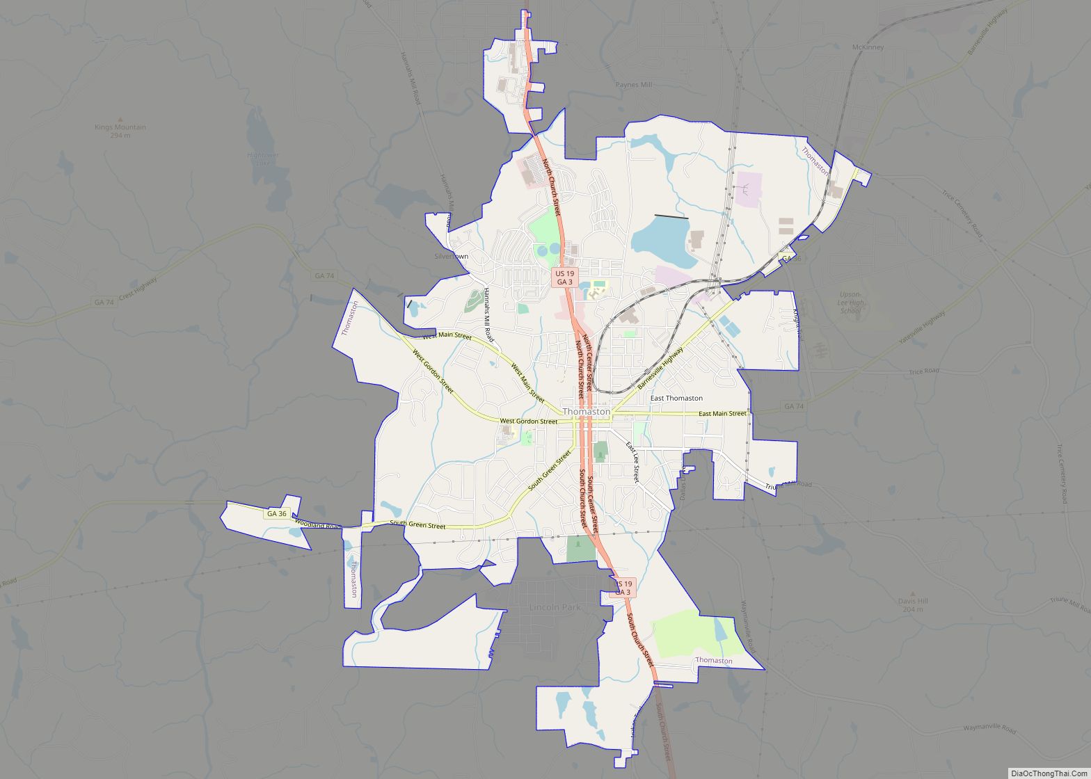 Map of Thomaston city, Georgia