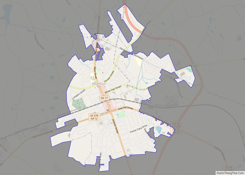 Map of Thomson city, Georgia - Thong Thai Real