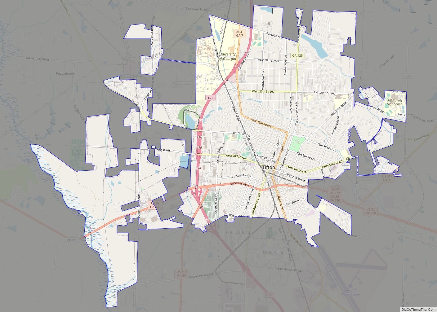 Map of Tifton city