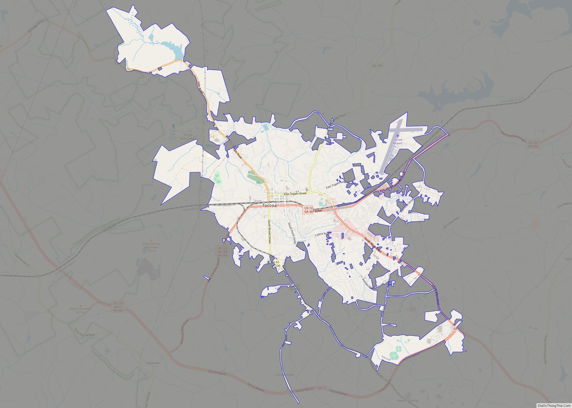 Map of Toccoa city