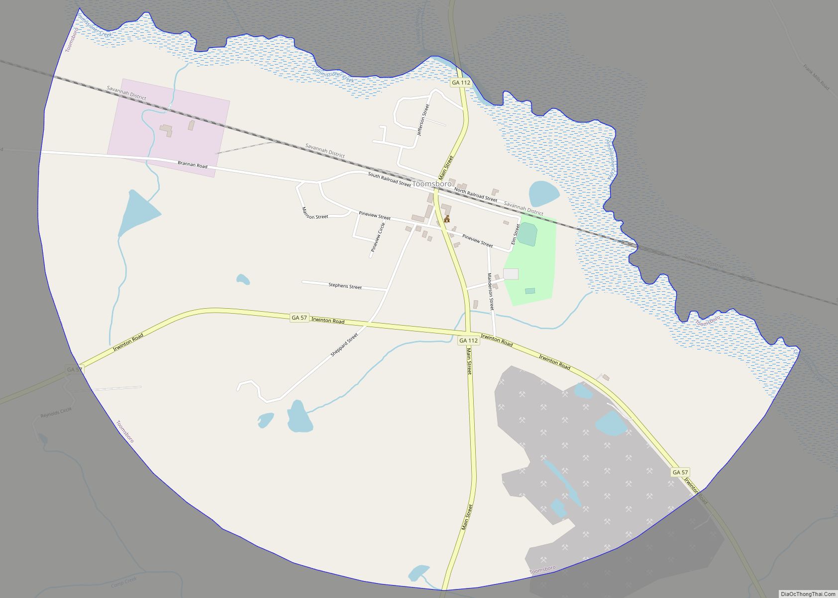 Map of Toomsboro city