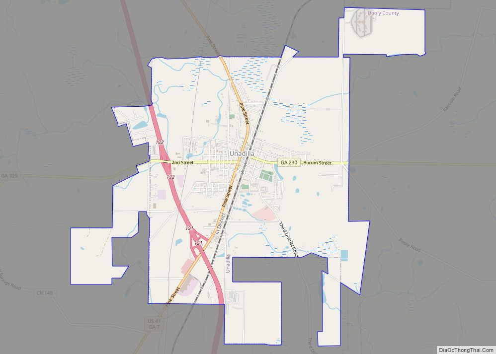 Map of Unadilla city, Georgia