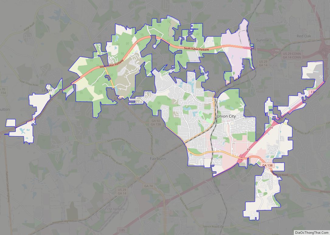 Map of Union City, Georgia