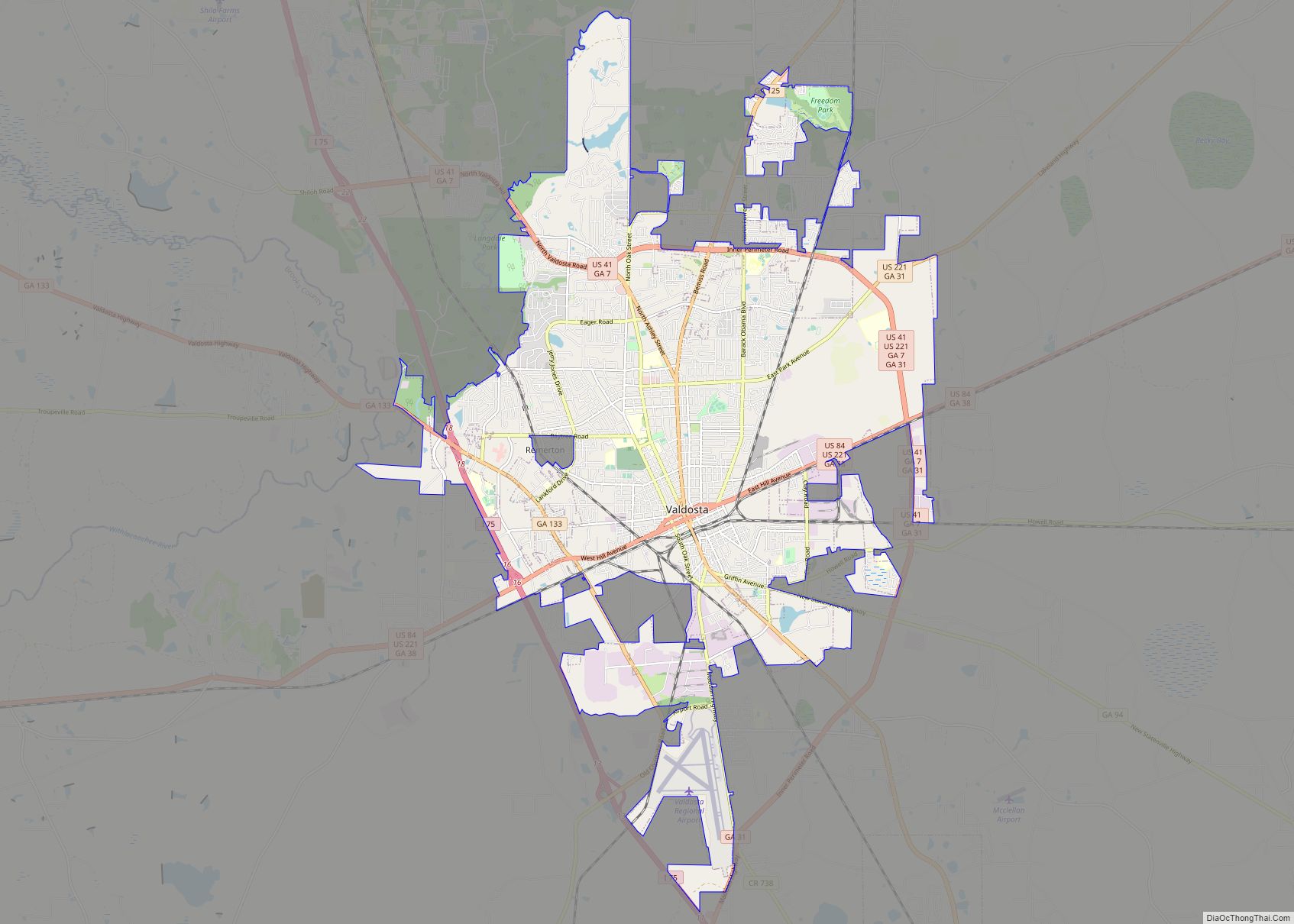 Map of Valdosta city