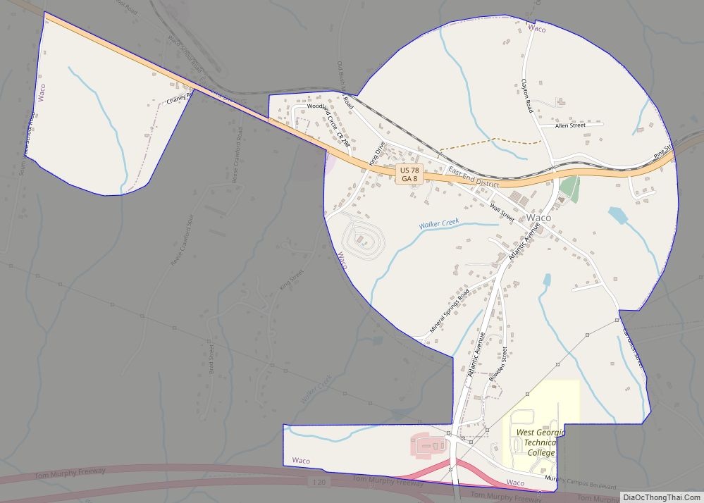 Map of Waco city, Georgia