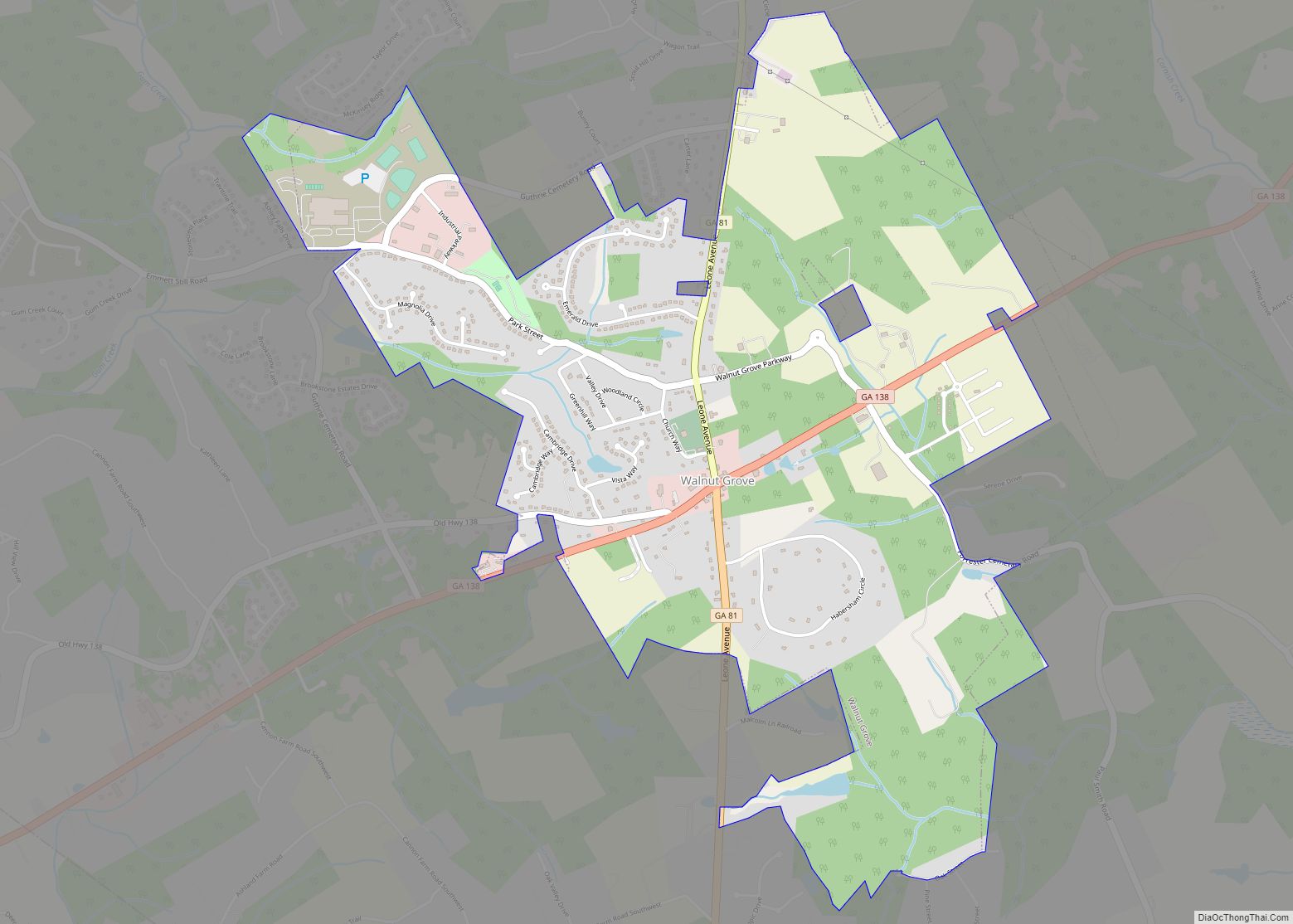 Map of Walnut Grove city, Georgia