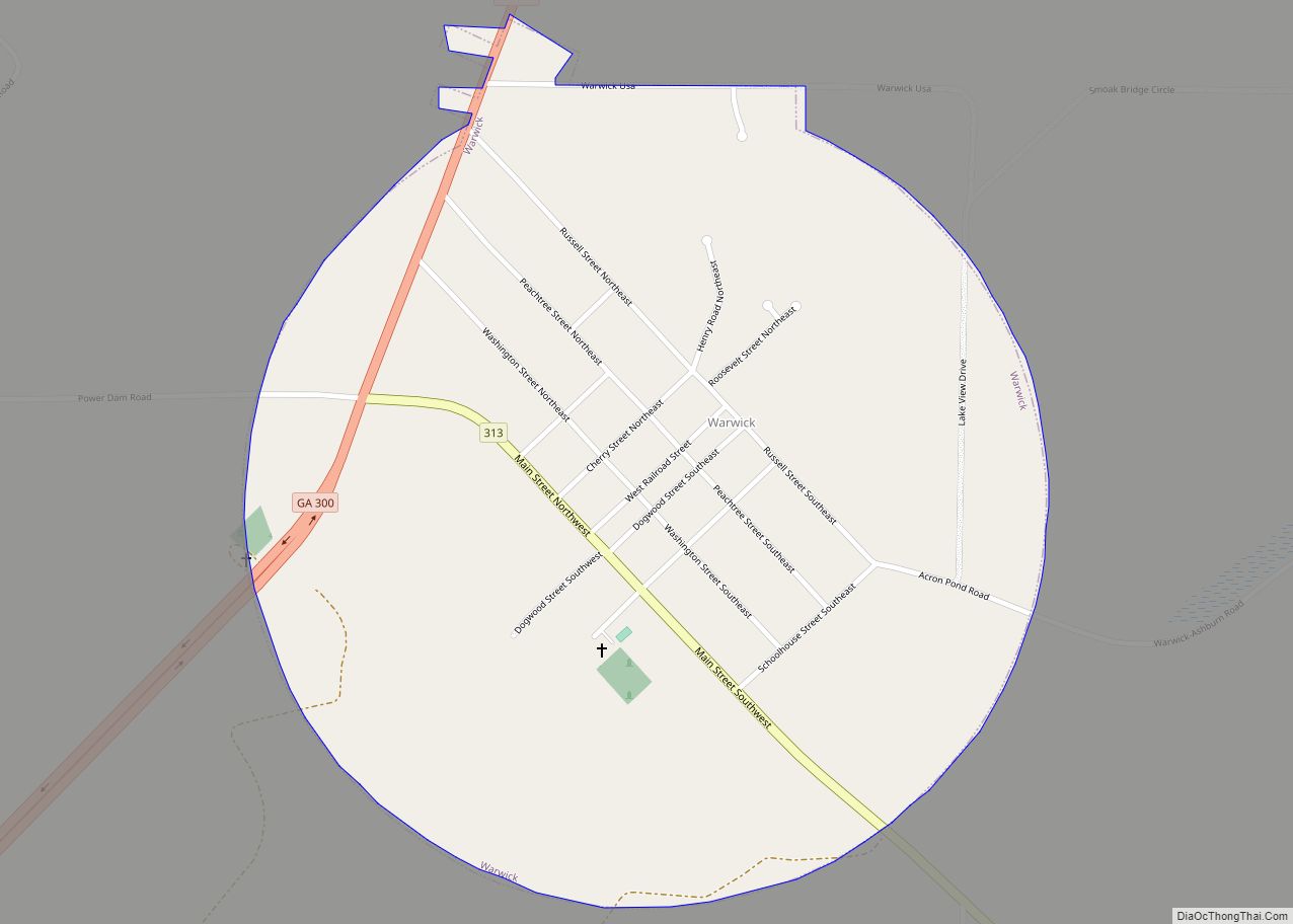 Map of Warwick city, Georgia