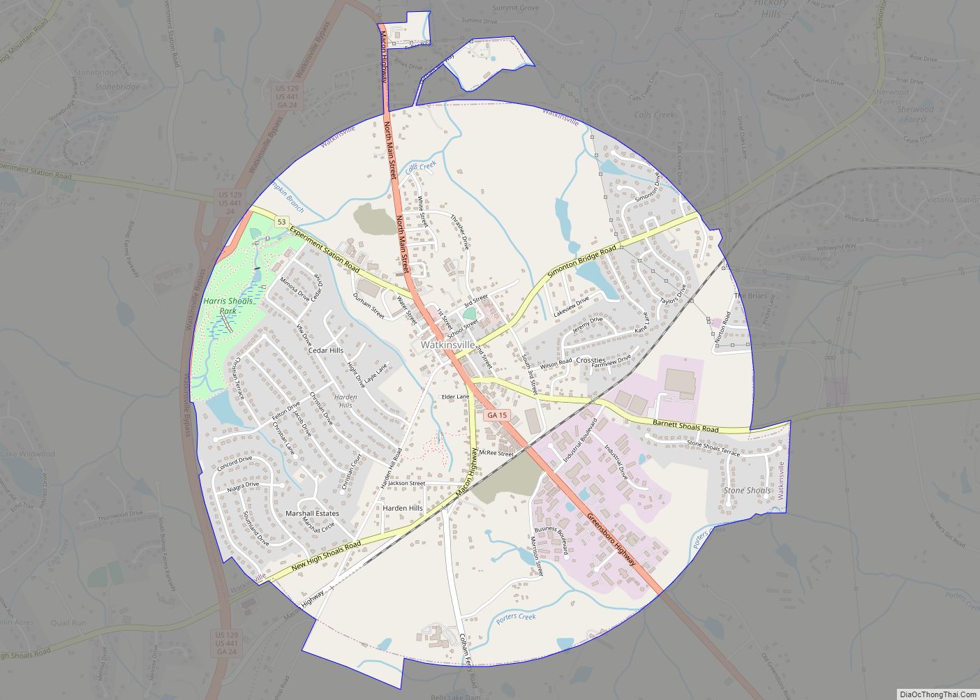 Map of Watkinsville city