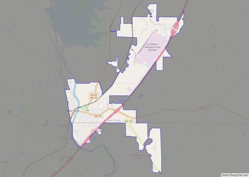 Map of West Point city, Georgia