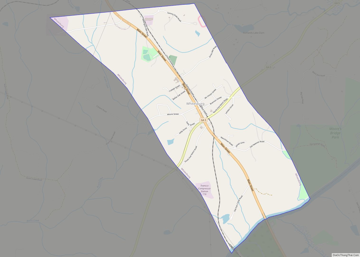 Map of Whitesburg city, Georgia