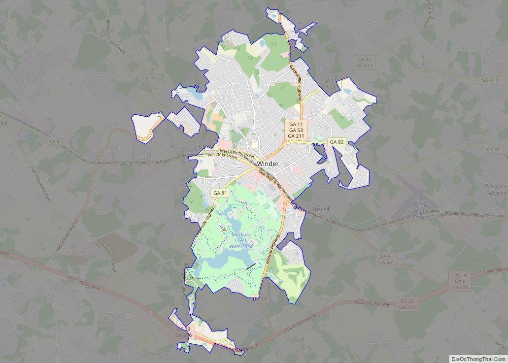 Map of Winder city