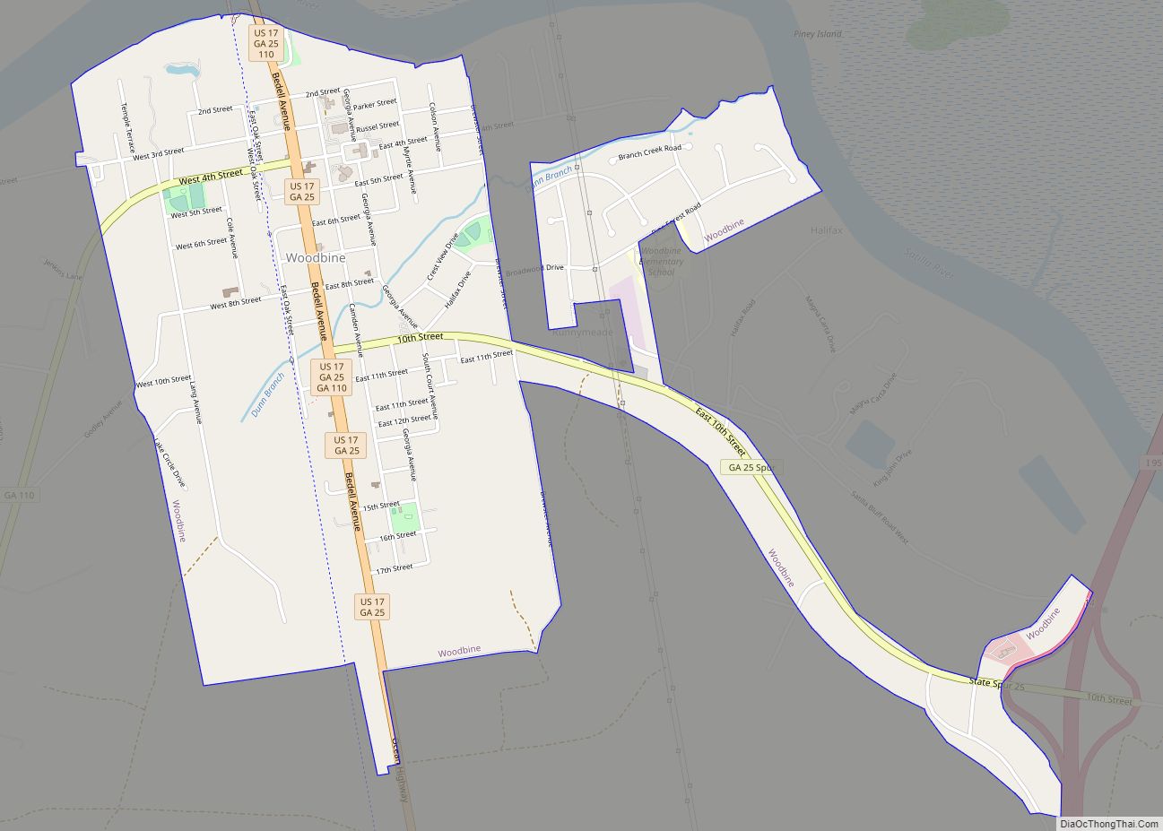 Map of Woodbine city,