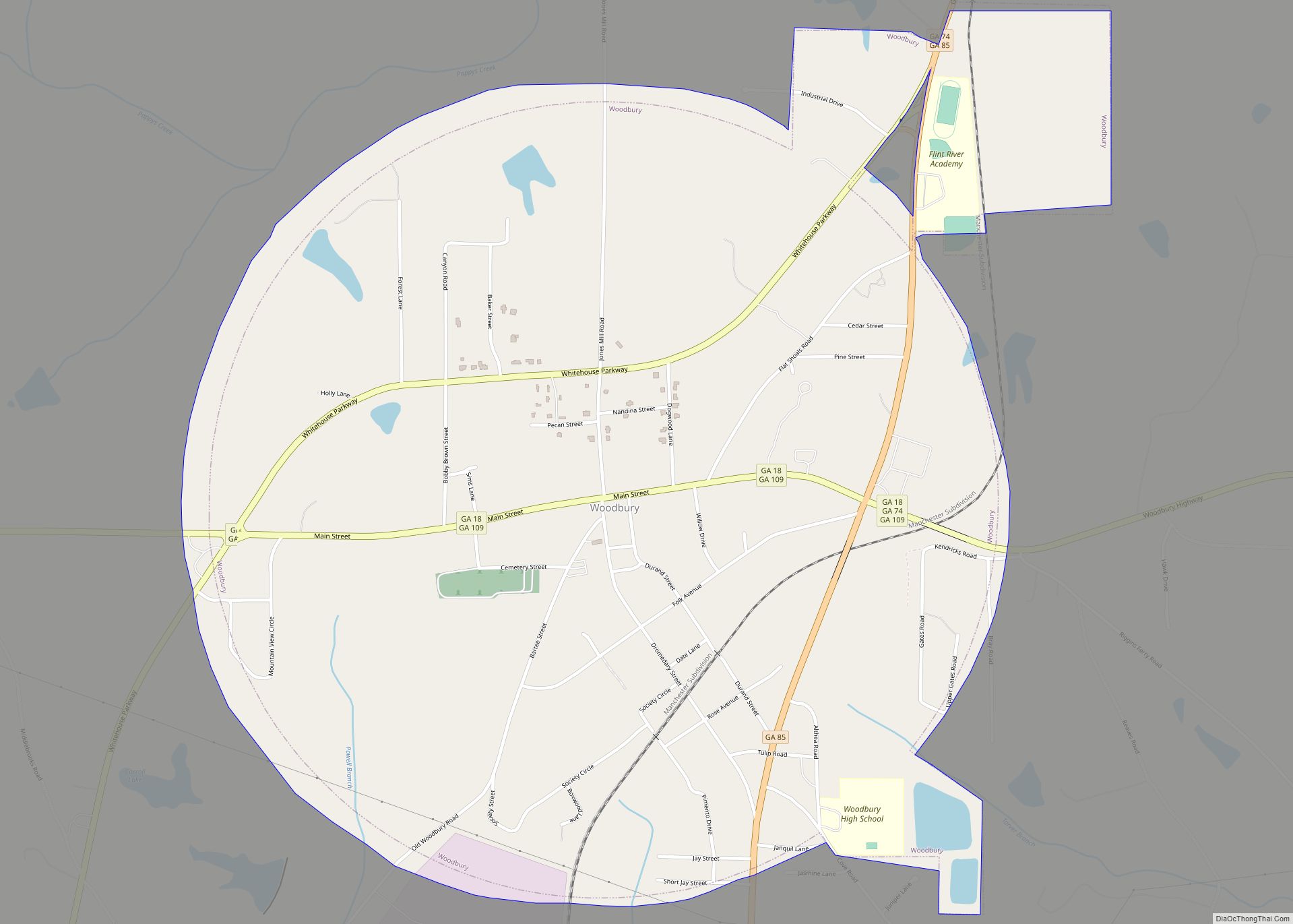 Map of Woodbury city
