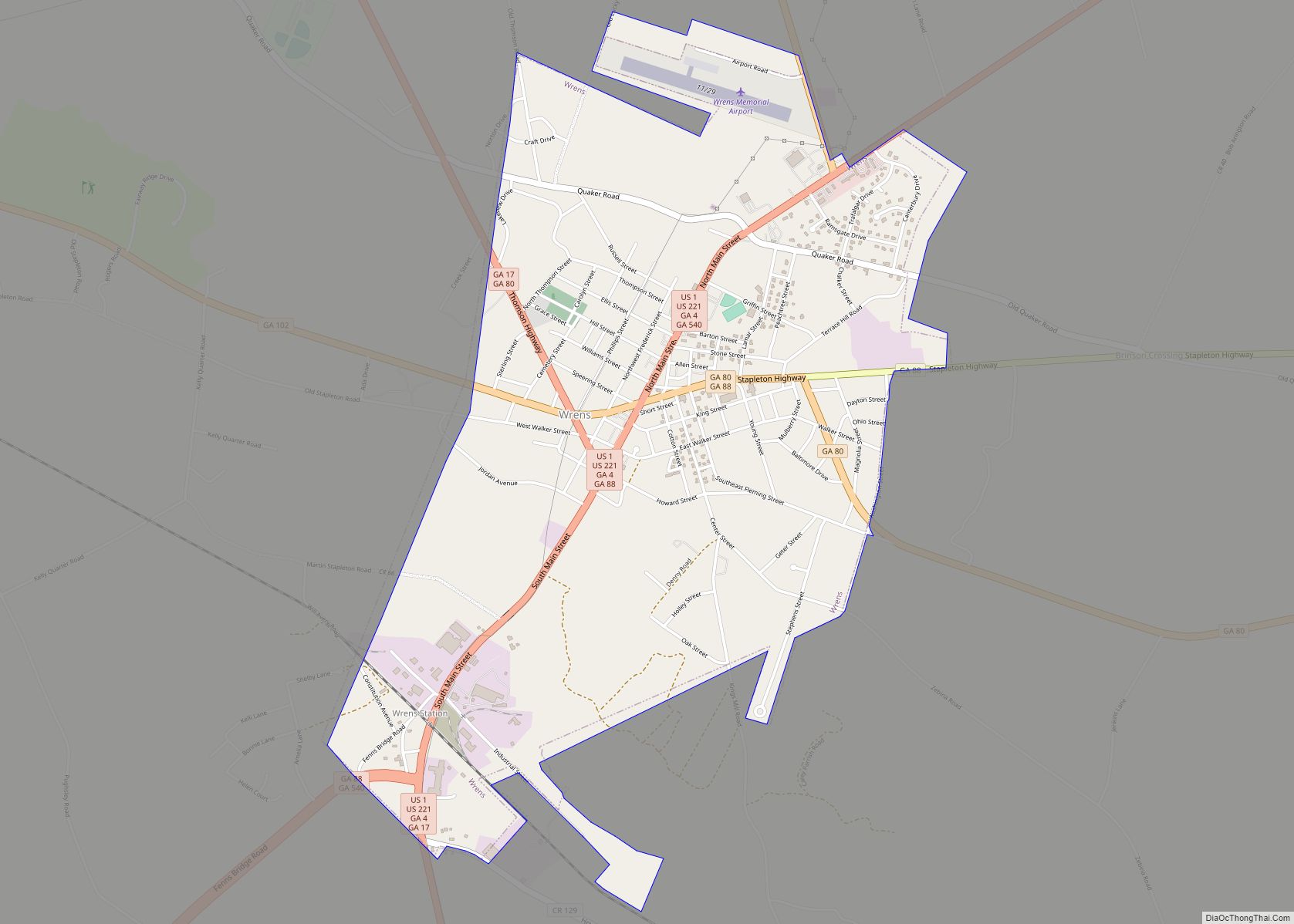 Map of Wrens city