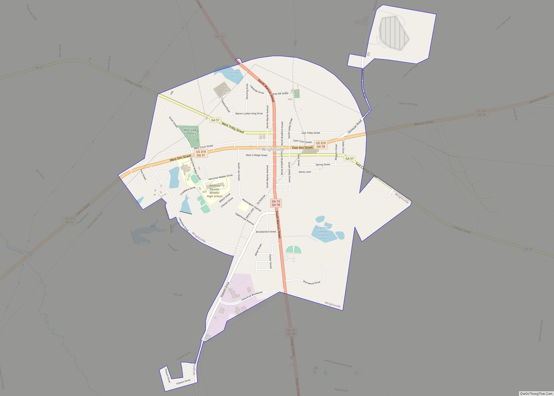 Map of Wrightsville city, Georgia