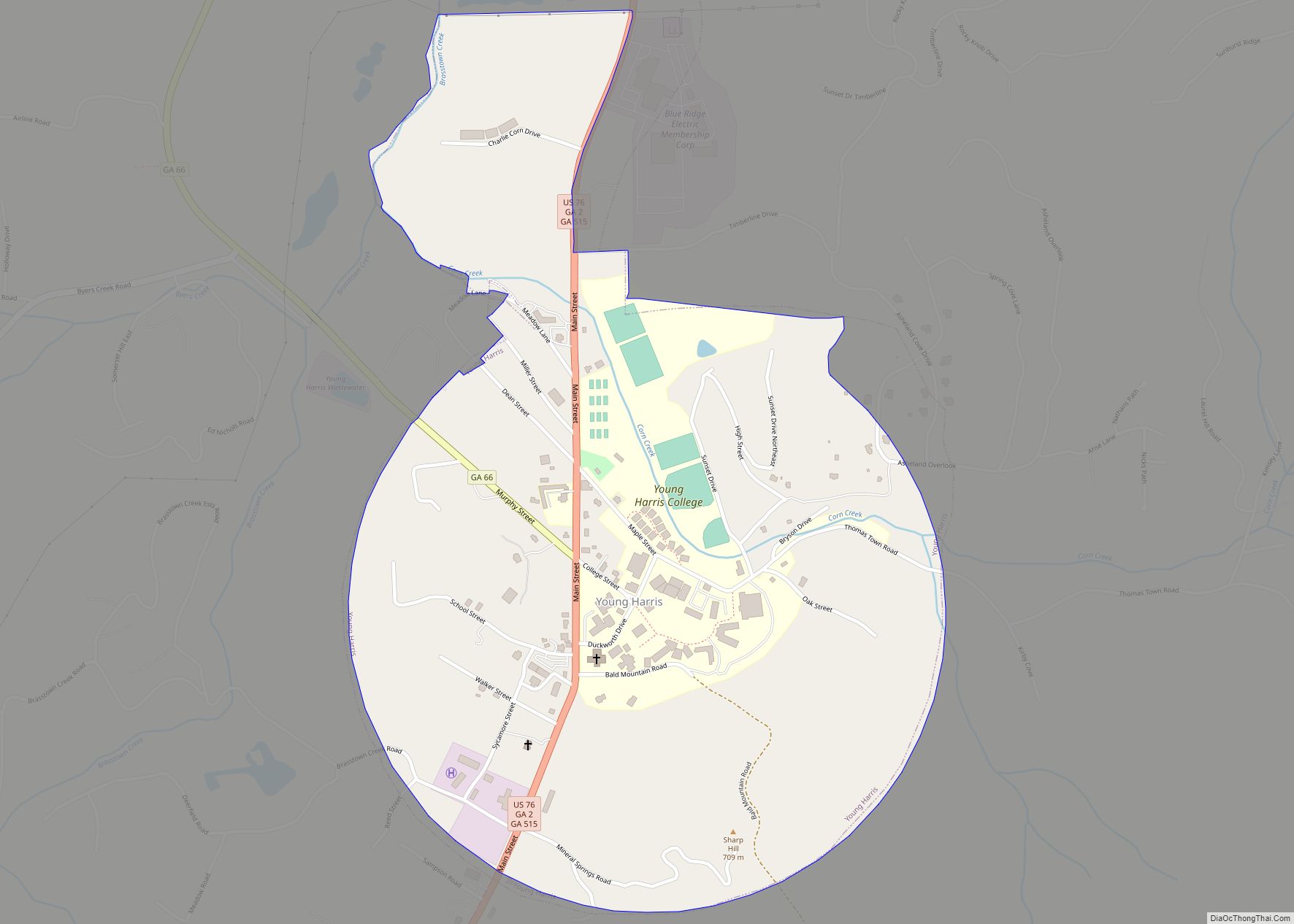 Map of Young Harris city