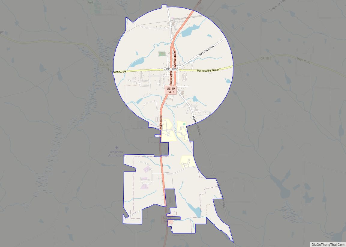 Map of Zebulon city, Georgia