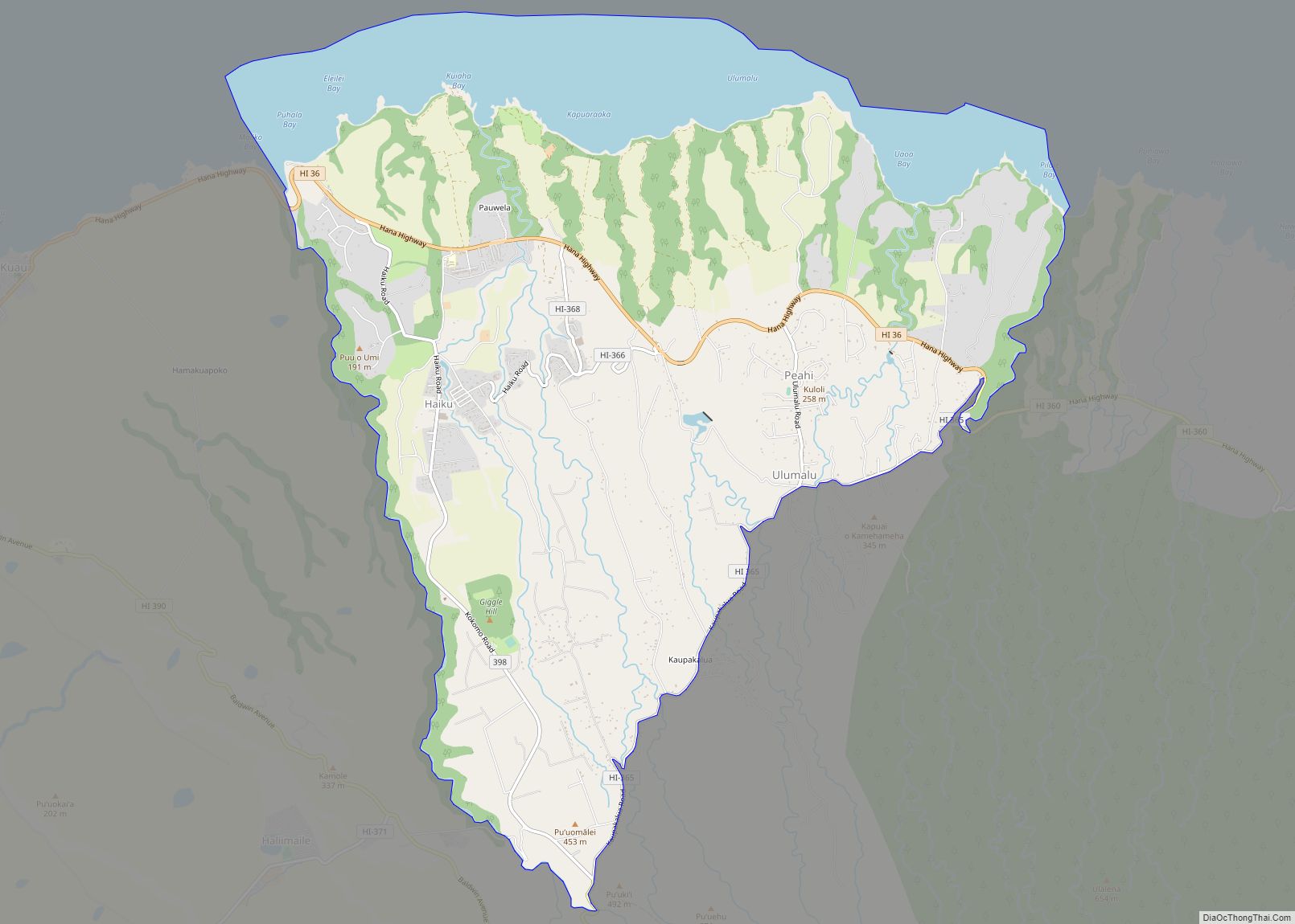 Map of Haiku-Pauwela CDP