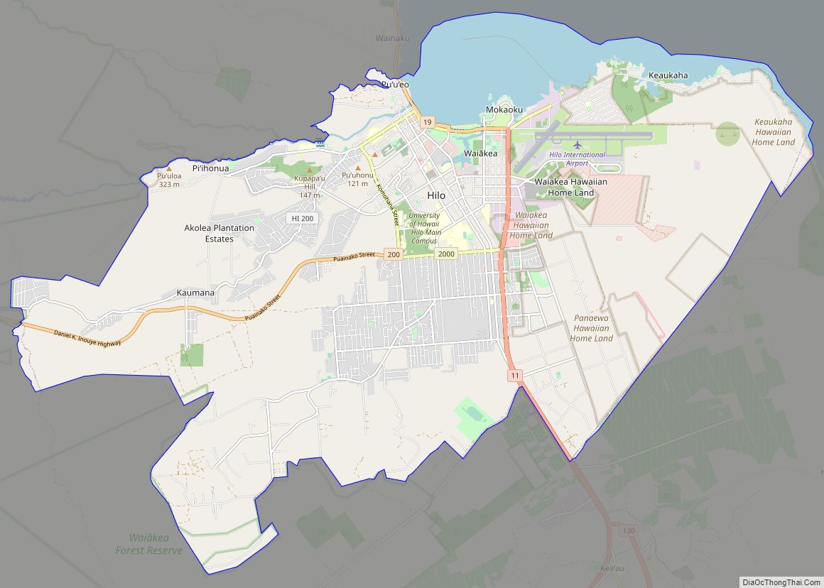 Map of Hilo CDP