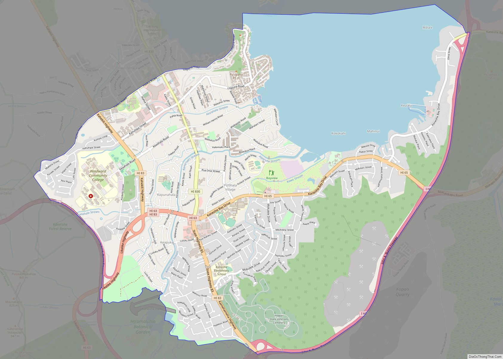 Map of Kaneohe CDP