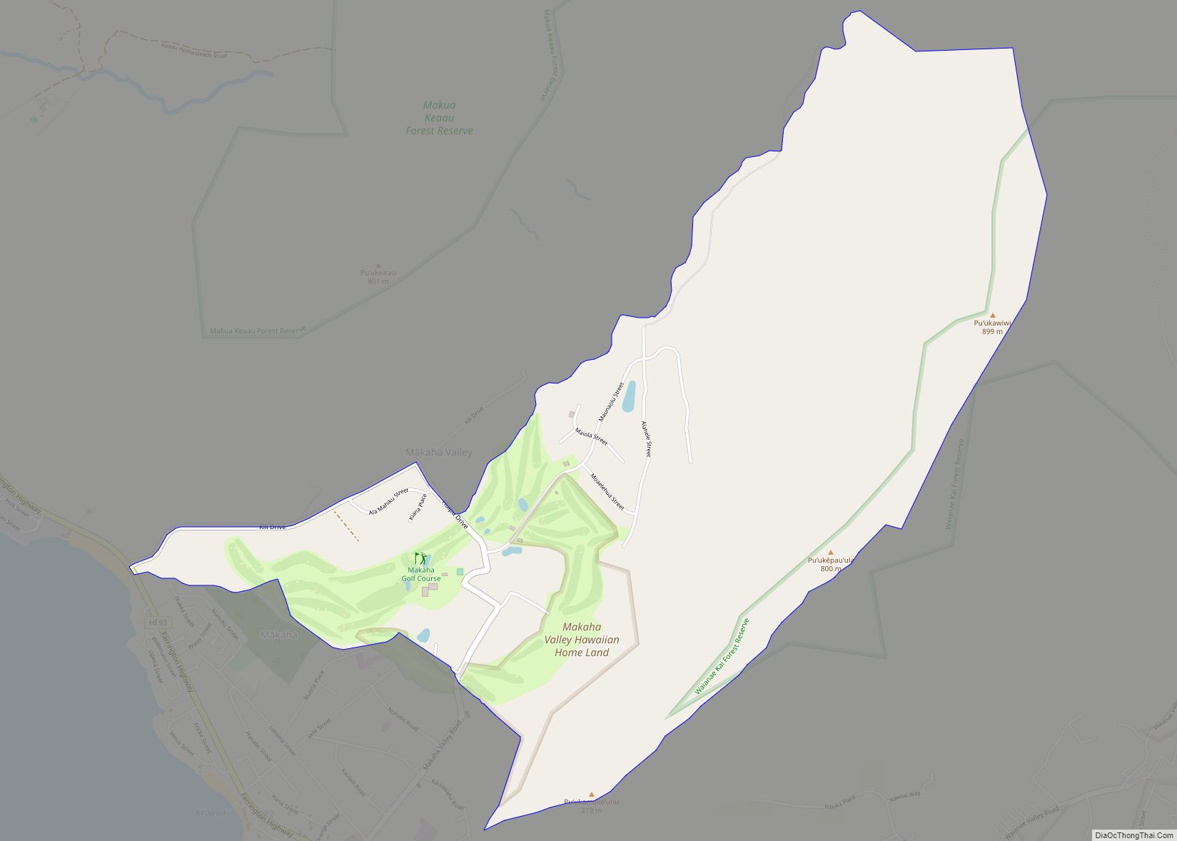 Map of Makaha Valley CDP