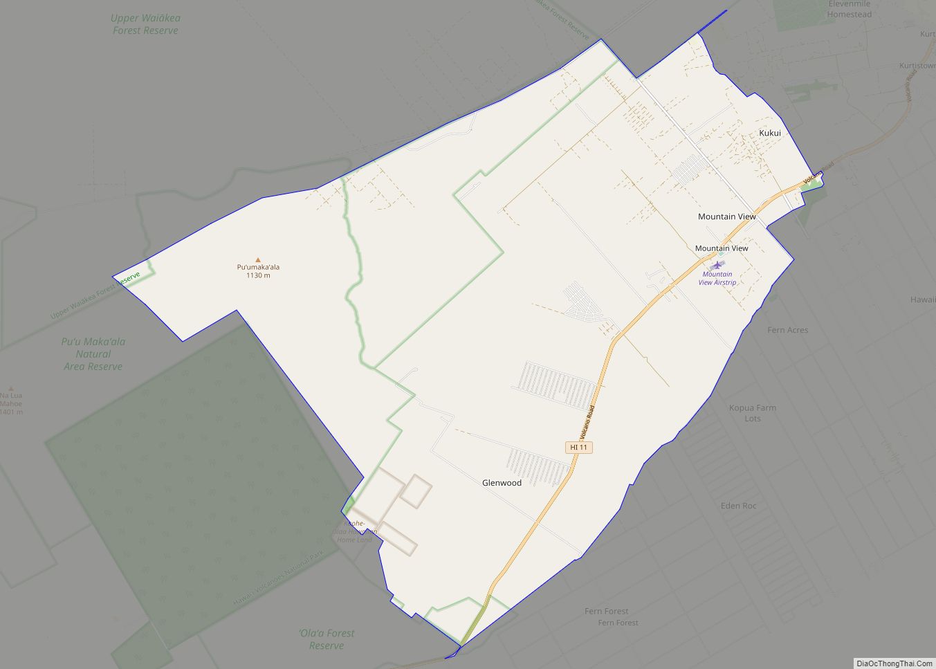 Map of Mountain View CDP, Hawaii