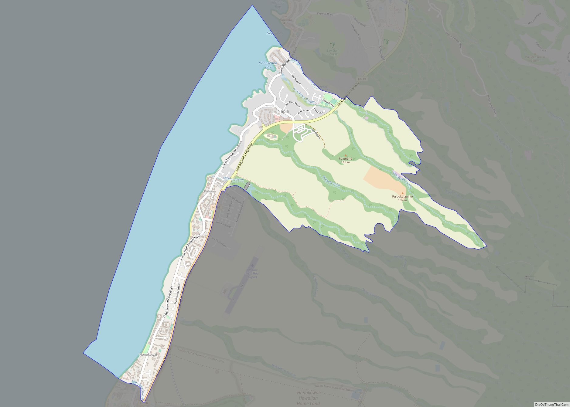 Map of Napili-Honokowai CDP