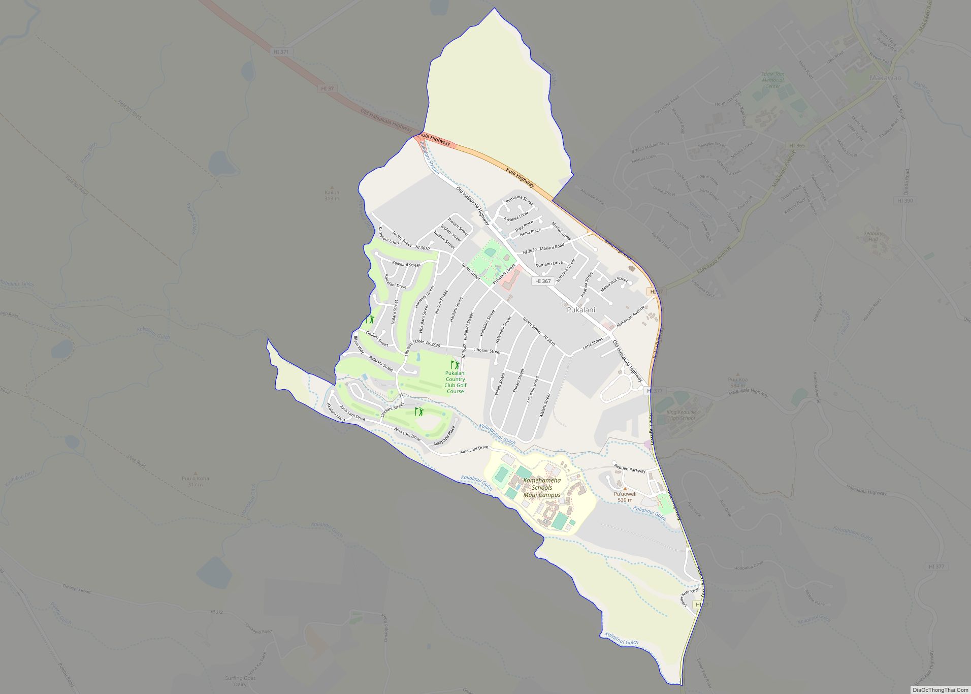 Map of Pukalani CDP