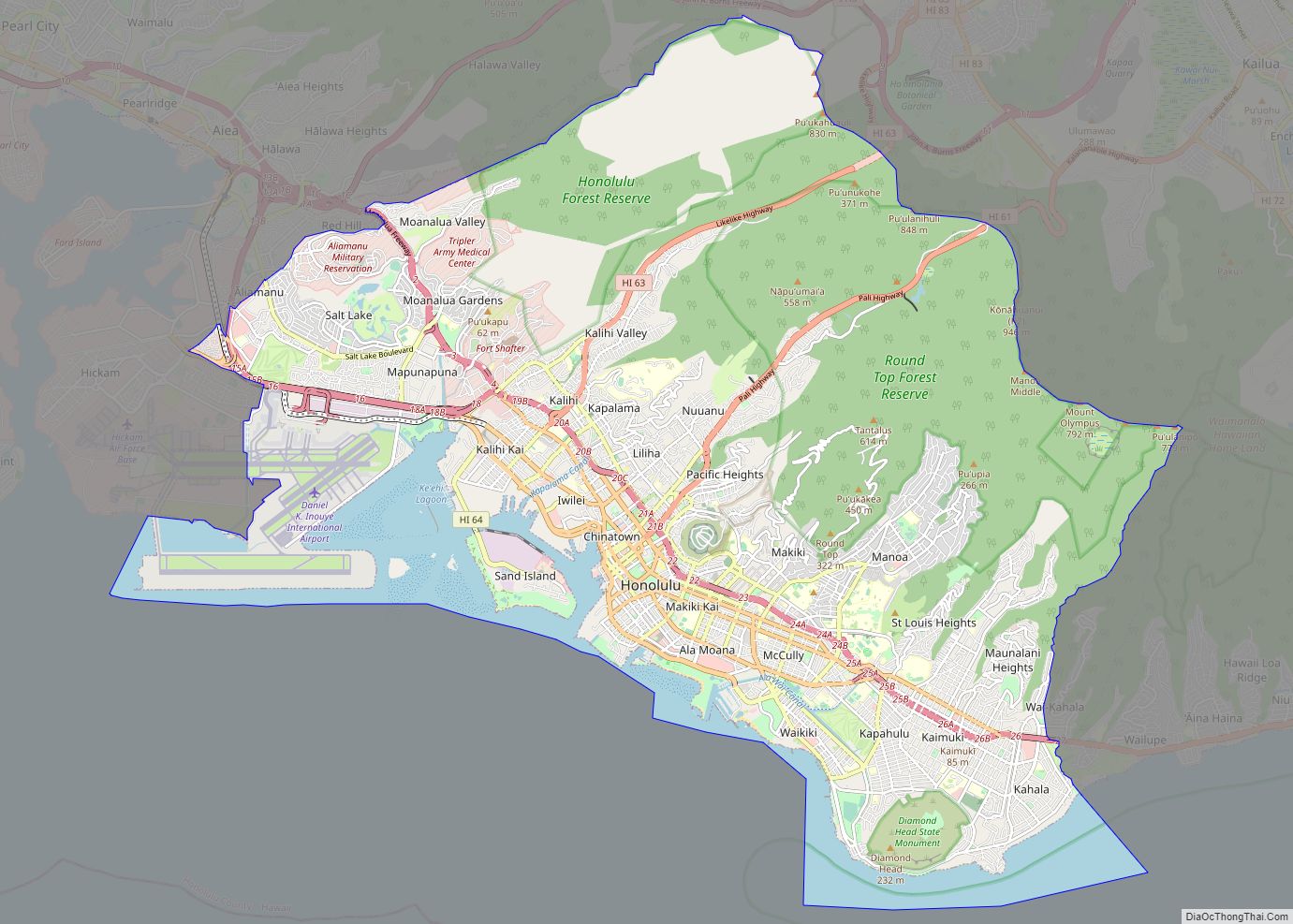 Map of Urban Honolulu CDP