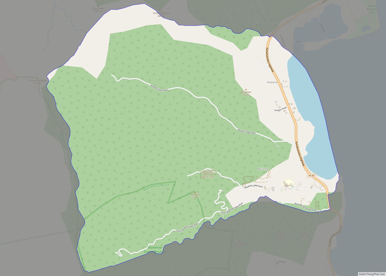 Map of Waikane CDP