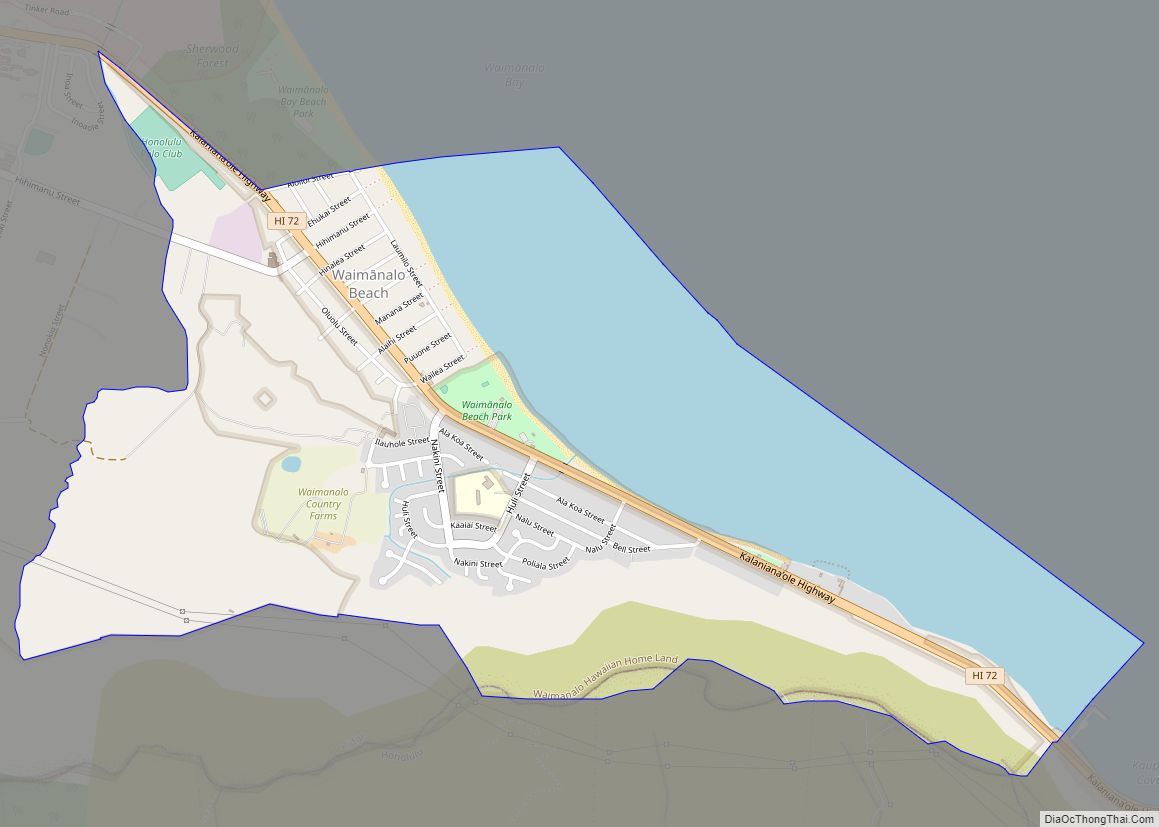 Map of Waimanalo Beach CDP