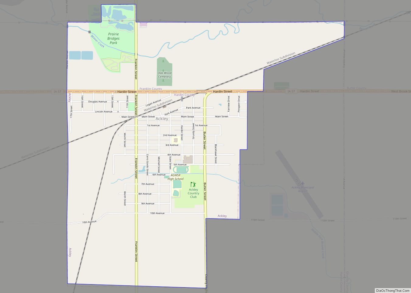Map of Ackley city