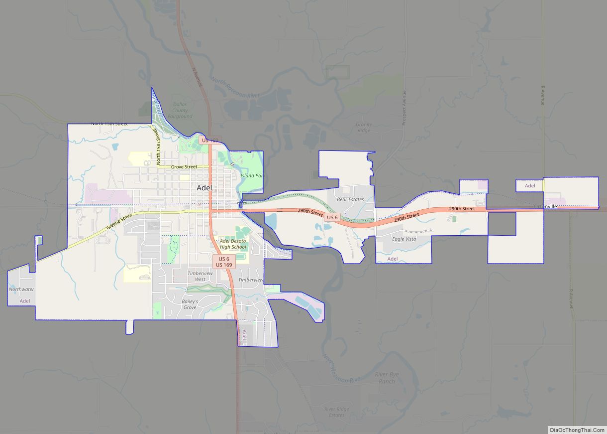 Map of Adel city, Iowa