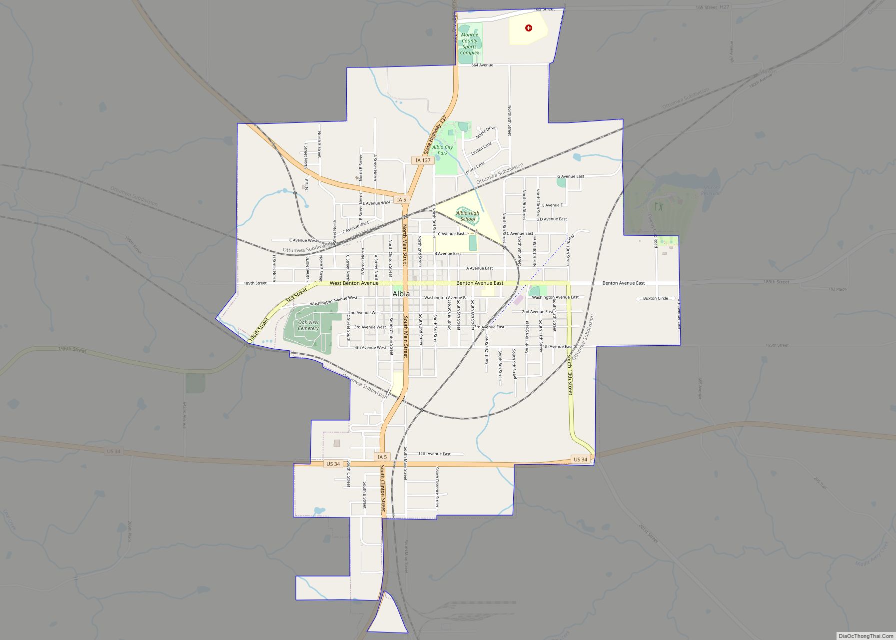 Map of Albia city