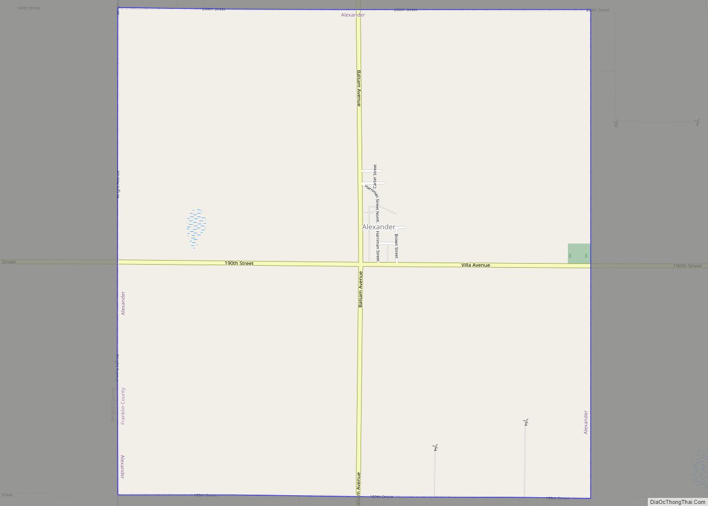 Map of Alexander city, Iowa
