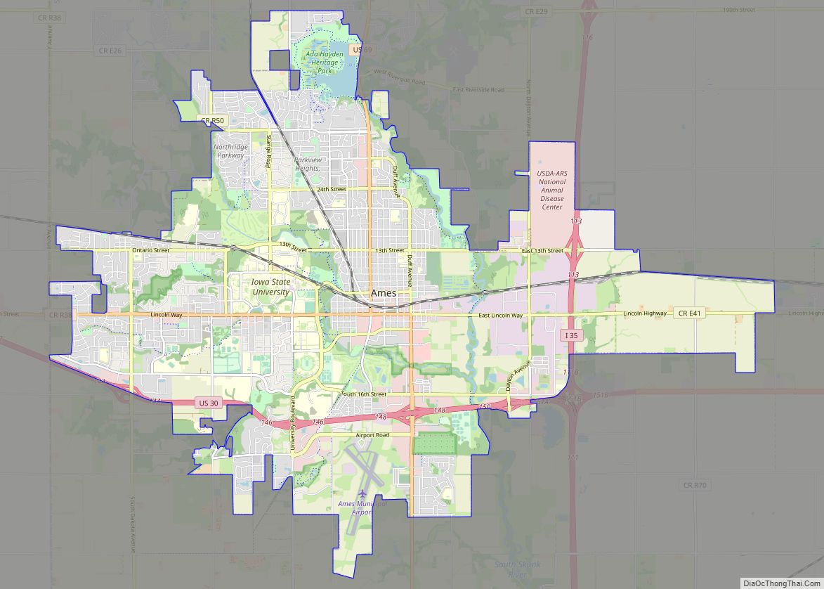 Map of Ames city, Iowa