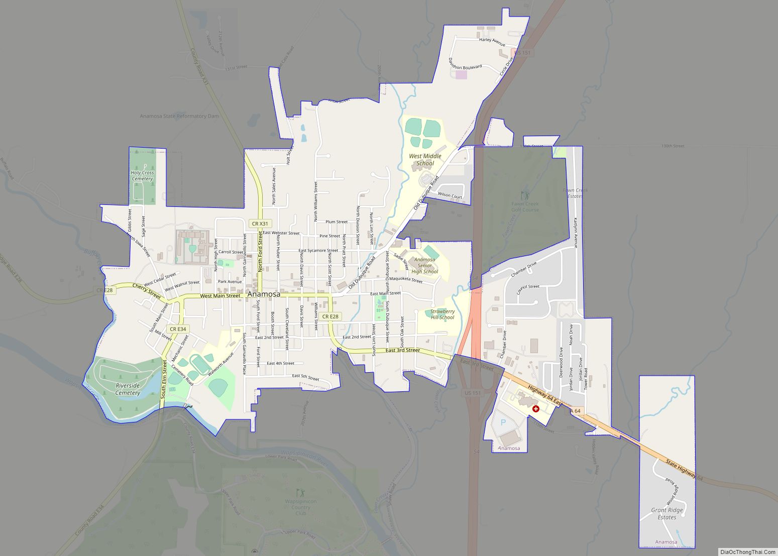 Map of Anamosa city