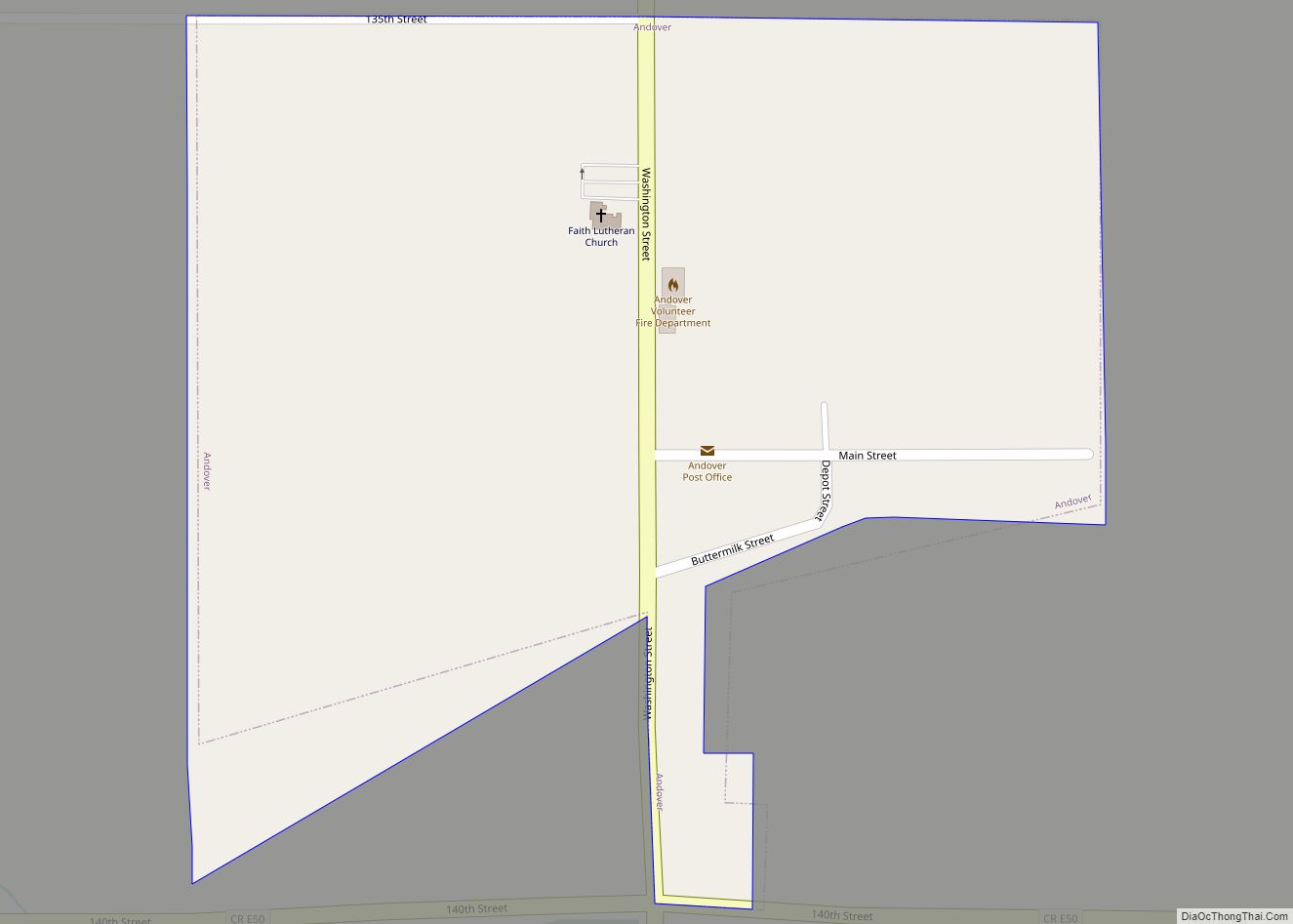 Map of Andover city, Iowa