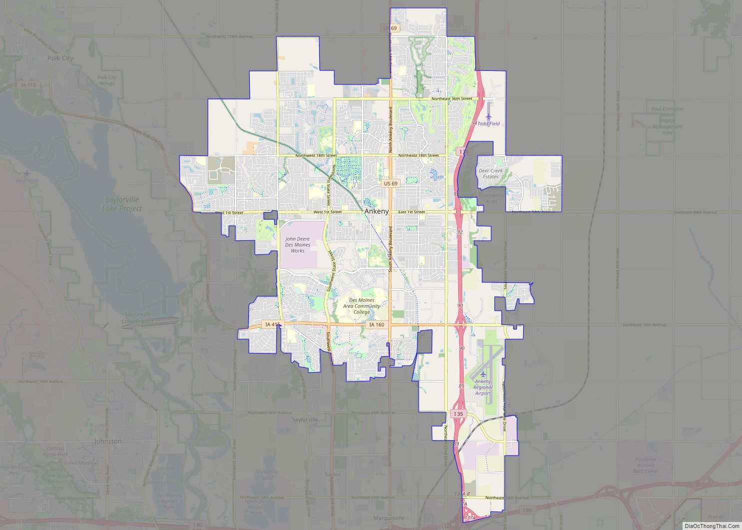 Map of Ankeny city