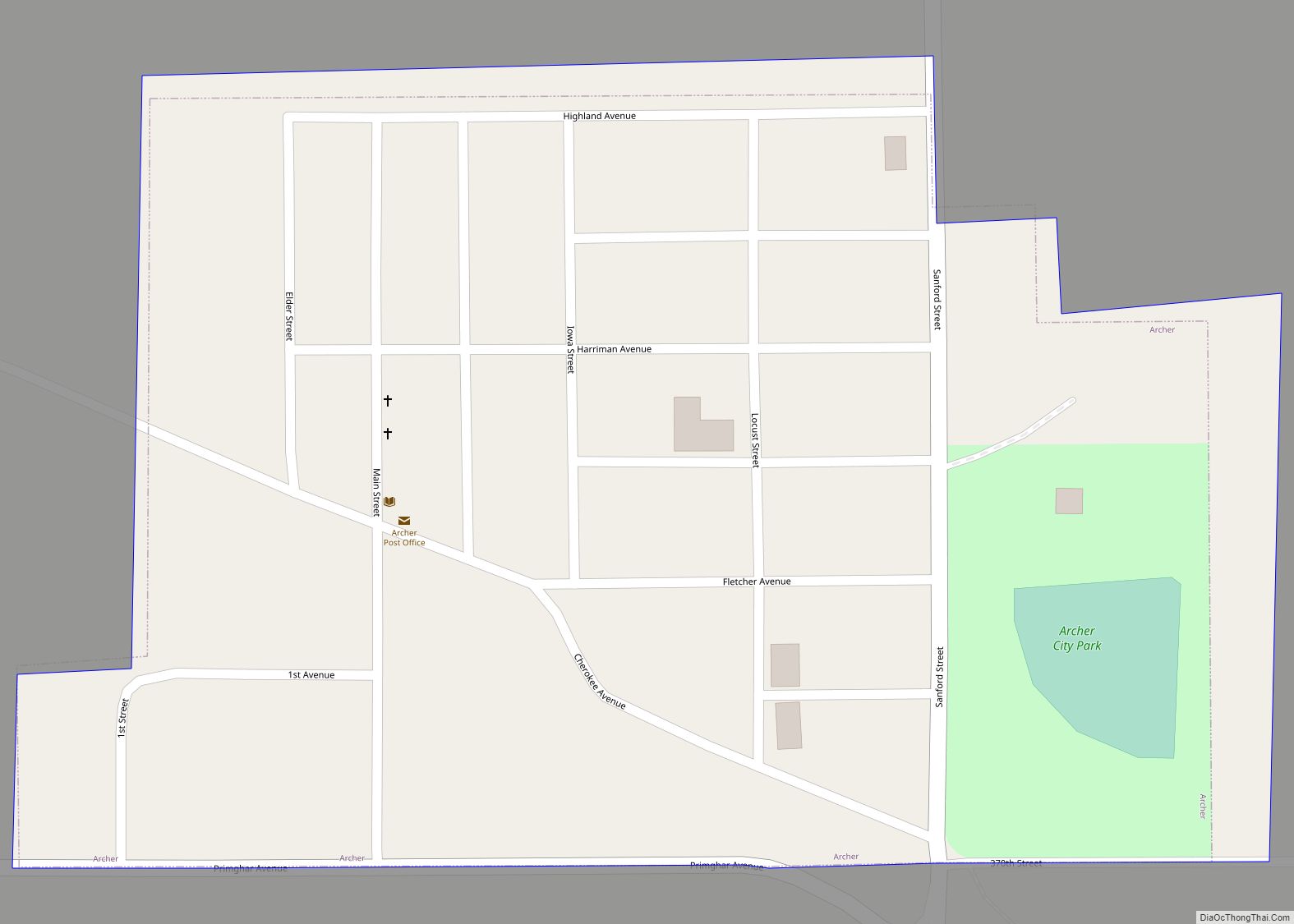 Map of Archer city, Iowa