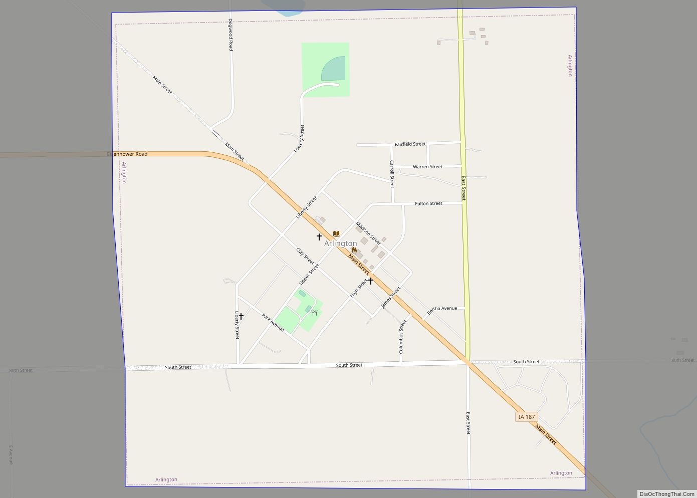 Map of Arlington city, Iowa