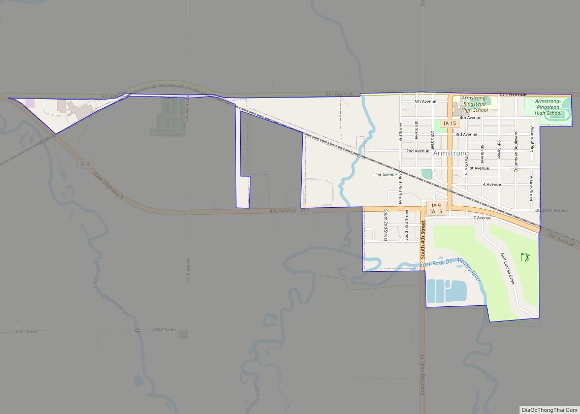 Map of Armstrong city, Iowa